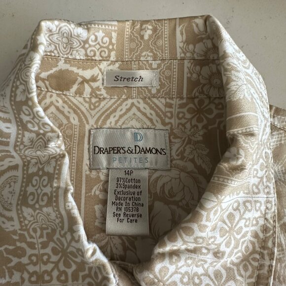 Drapers & Damons Womens Petites Beige Floral Print Jacket 3/4 Sleeve Button-Up 1 - Picture 9 of 12